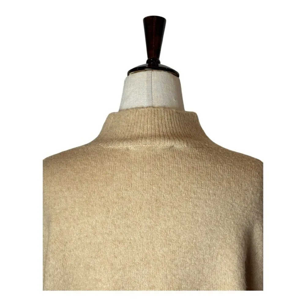 Magaschoni Sweater Women Small Tan‎ Knit Wool Blend Mock Neck Pullover - Image 5