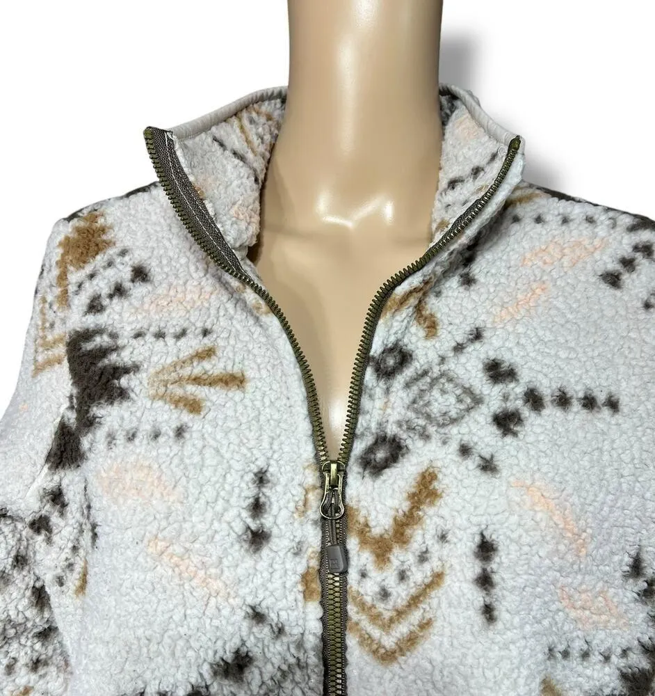 Avalanche Womens Full Zip Sherpa Fleece Jacket Sweatshirt Aztec Print Medium - Image 2