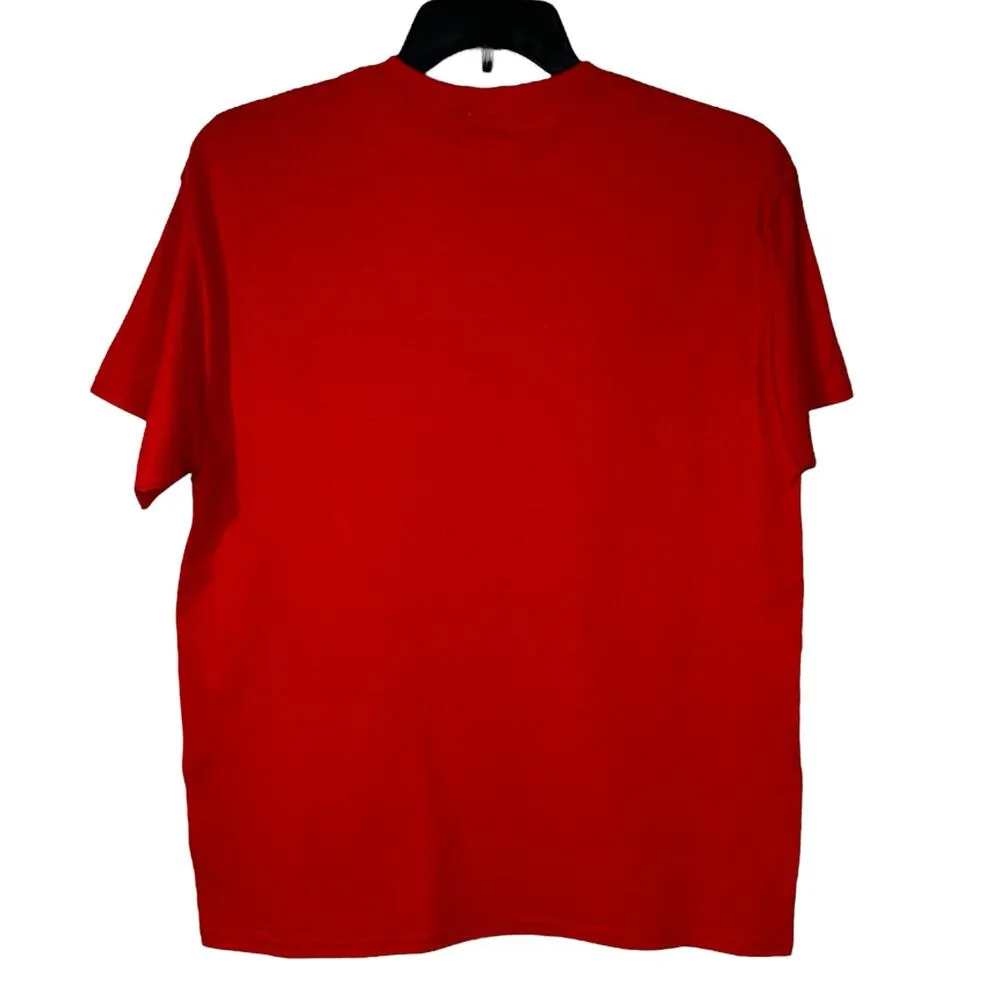 Christmas Holiday Womens Medium Red T-Shirt Crew Neck Short Sleeve Stretch - Image 4