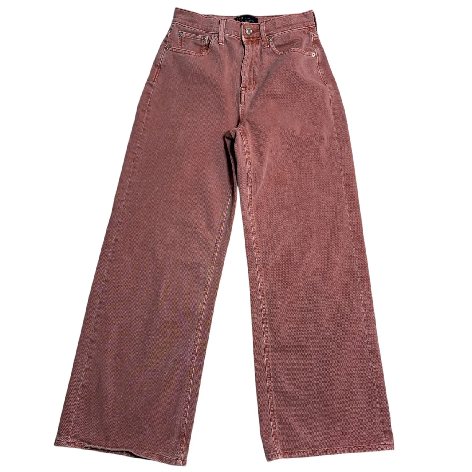 GAP High Rise Wide Leg Jeans Rose Mauve Color Size 0 25 - Image 2