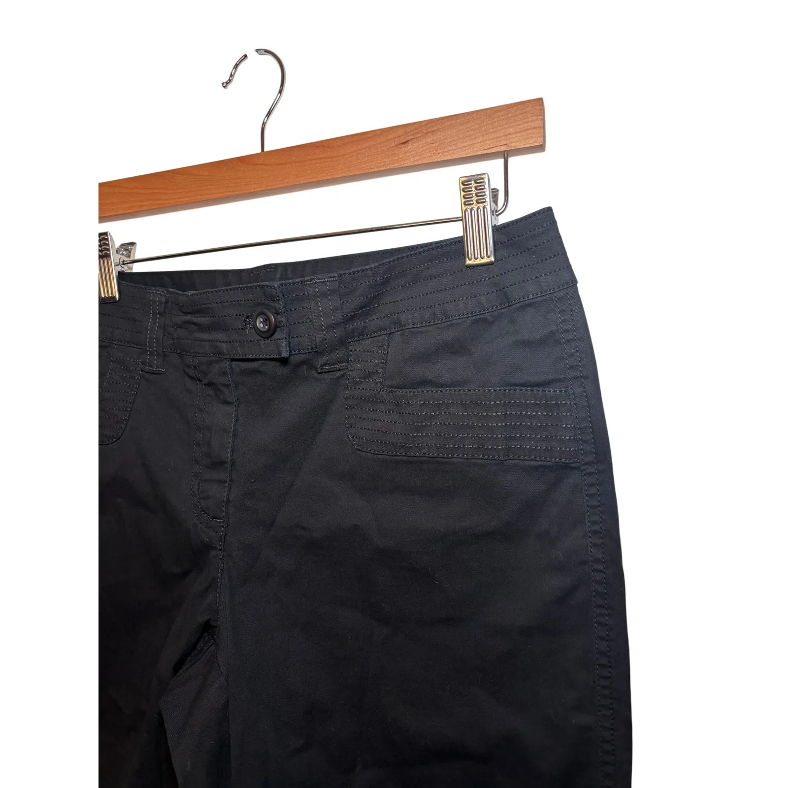 White House Black Market Black Bermuda Shorts Women Size 4 Cotton Knee Length - Image 5