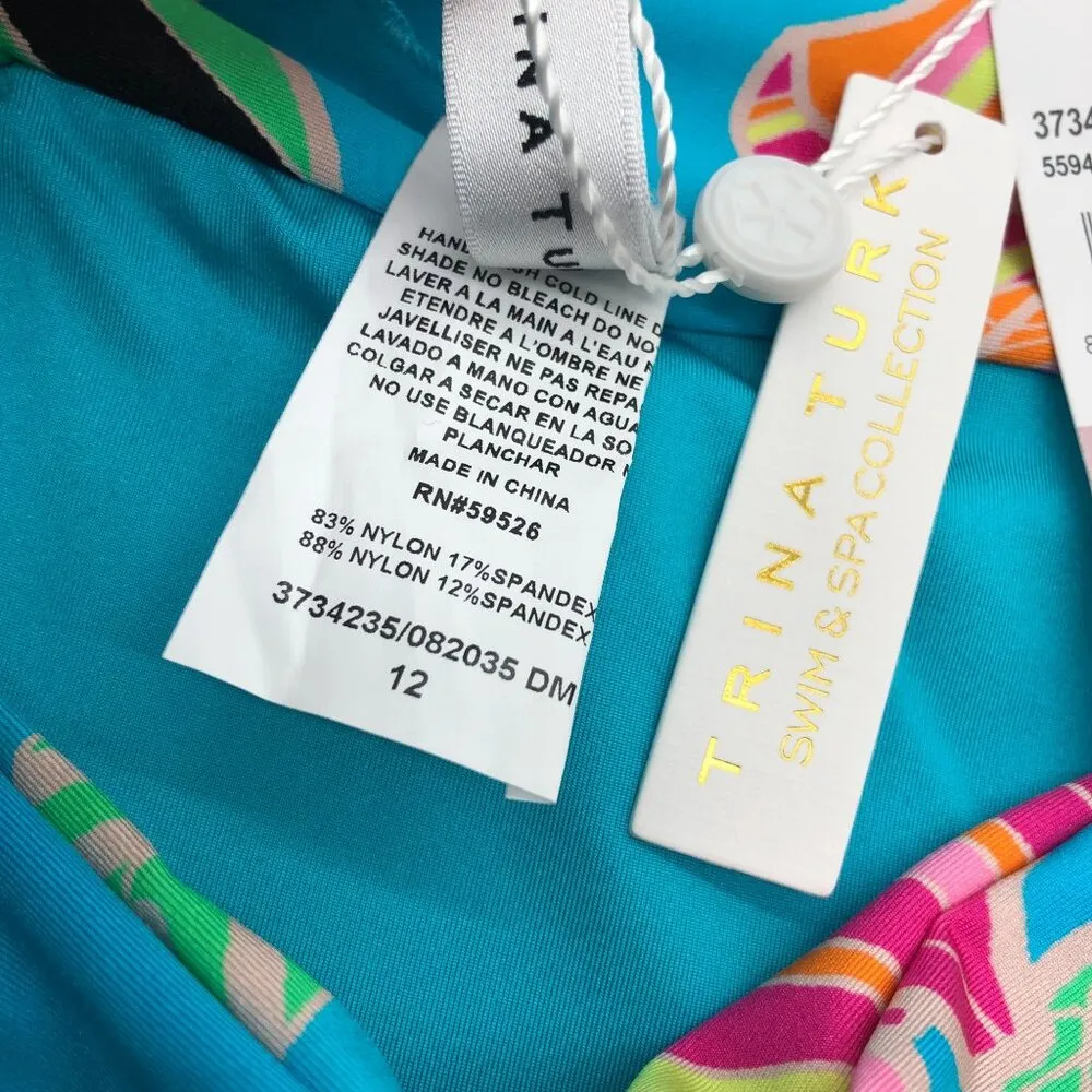 Trina Turk Poppy Banded Hipster Bikini Bottom Floral Blue Colorful 12 - Image 6