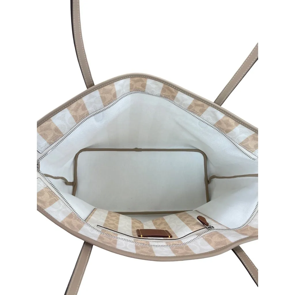 Coach sig city womans large beige striped canvas leather tote bag NWT SKU 9120 - Image 9