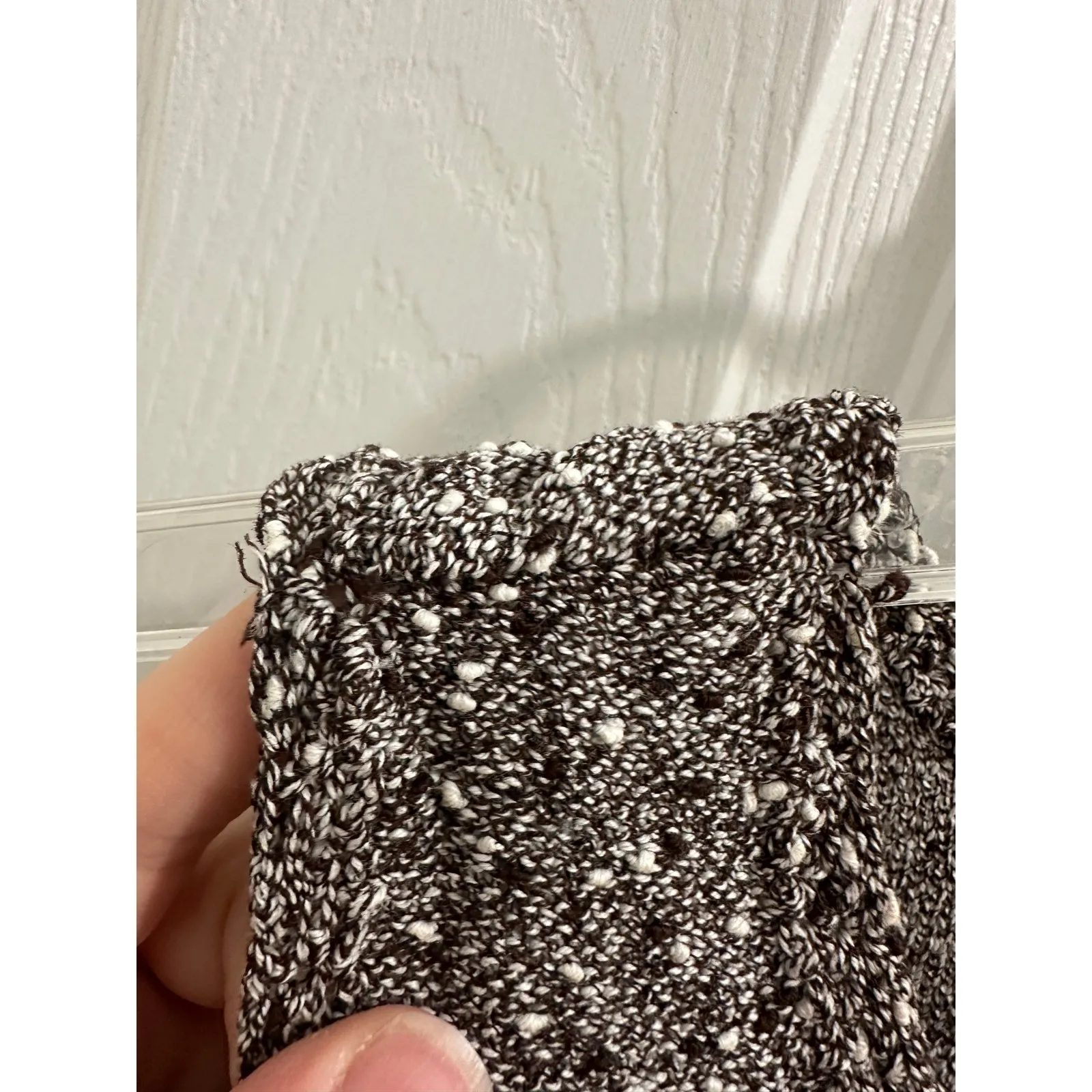 Vintage Handmade Sleeveless Knit Top Brown & Cream Slub/Bumpy Knit Small S - Image 4