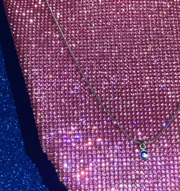 September Birthstone Necklace Blue Bling Rhinestone Birthday Zodiac Month gift - Image 11