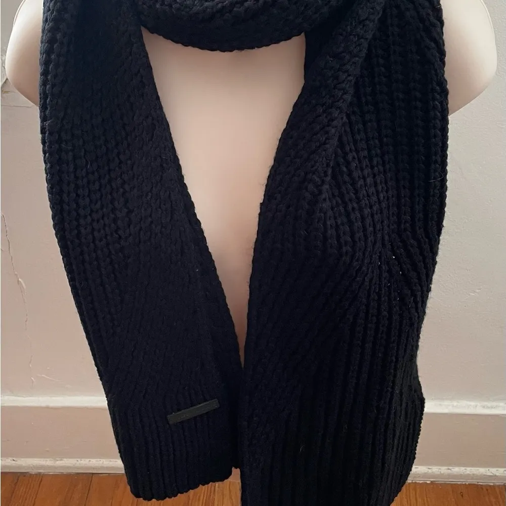 NWT Rebecca Minkoff Traveling Rib black minimalist knit scarf, size 76x10” boho - Image 8