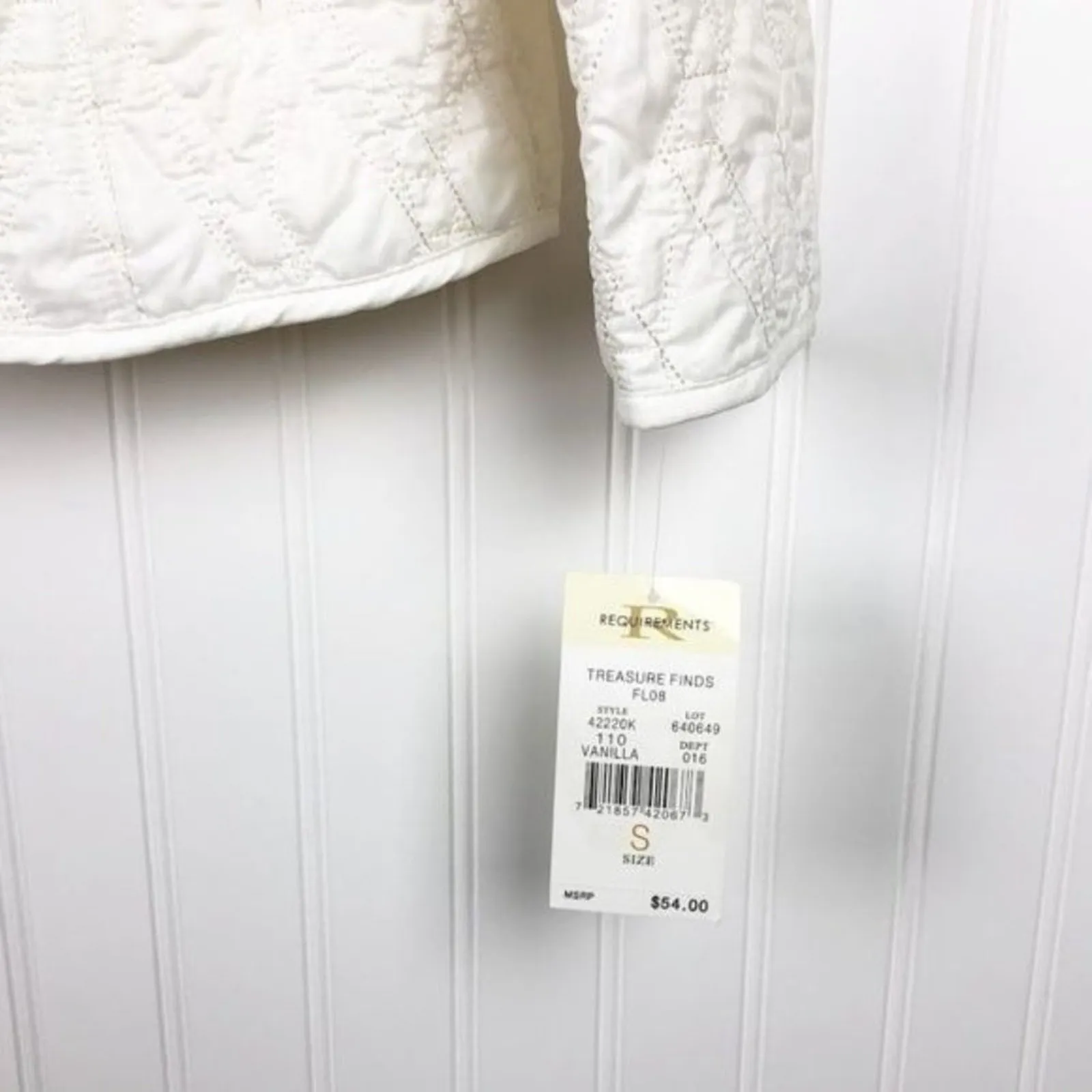 Requirements Quilted Jacket Vanilla White Small S New with Tags Womenswear - Image 5