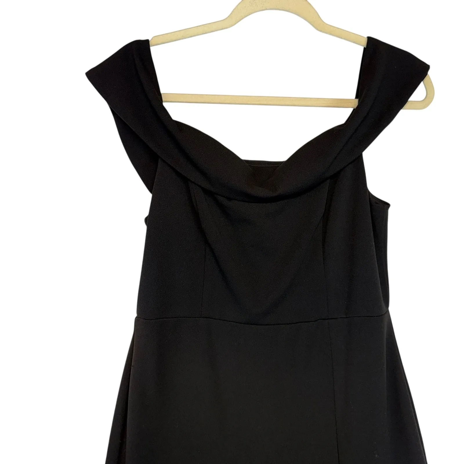 Lulus Black Off The Shoulder Maxi Dress High Slit Formal Evening Gown Size L - Image 3