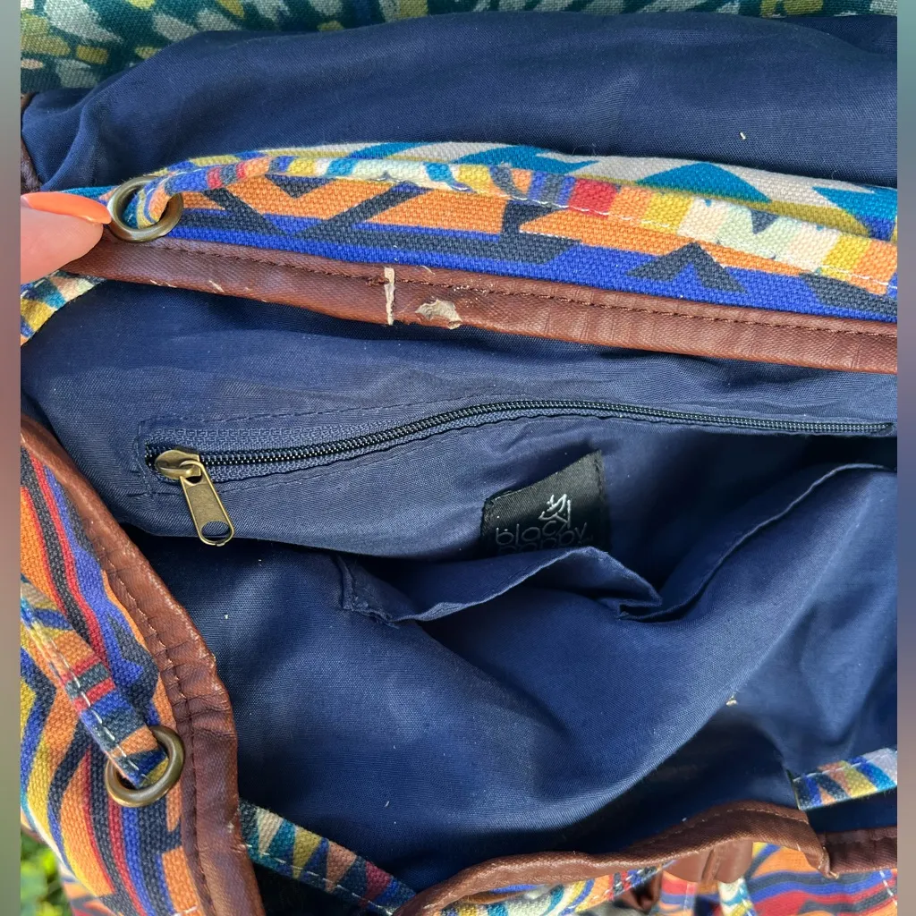 Black Poppy Multicolor Bohemian Schoolbag Aztec Print‎ Backpack - Image 14