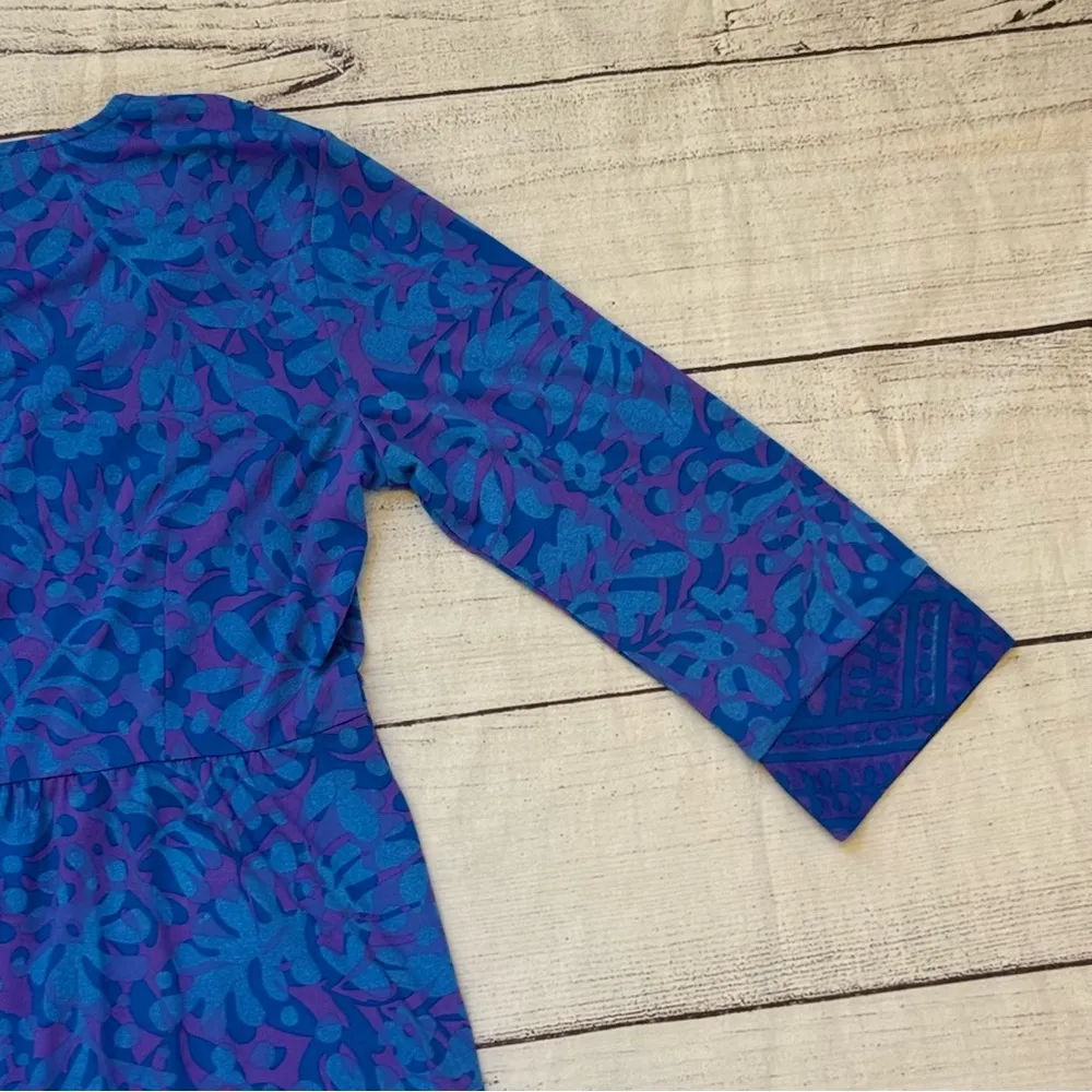 Bob Mackie Wearable Art size small blue leaves print dress - Image 12