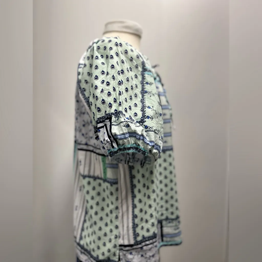 Loft Patchwork Patterned Boho Peasant Blouse - Image 3