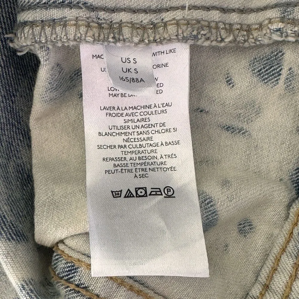 Free People Small Rumors Jean Jacket Button-Up Jones Tie-Dye Long Sleeve Pockets - Image 9