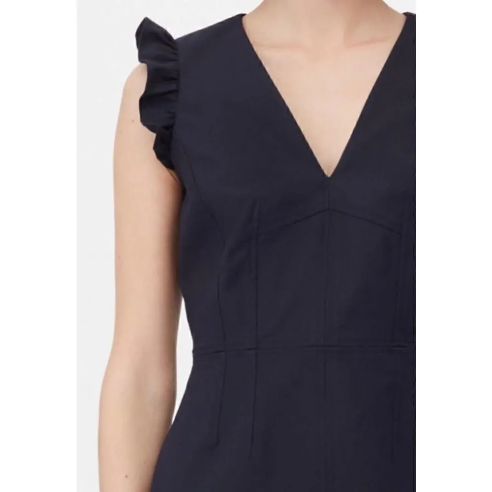 Tailored By Rebecca Taylor Stretch Modern V Neck Size 12 Blue - Image 4