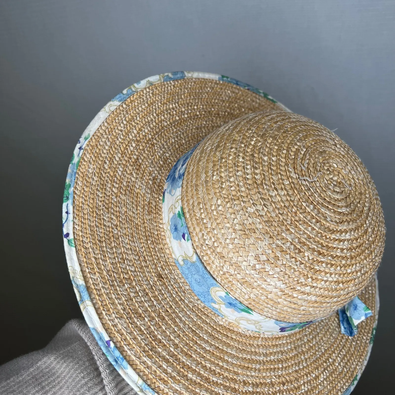 Straw Sun Hat Wide Brim Floral Ribbon Bow Beach Vacation Womens Tan - Image 3