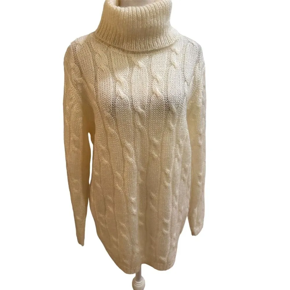Studio Works Women's Ivory Cable Knit Turtleneck Sweater Size M - Image 2
