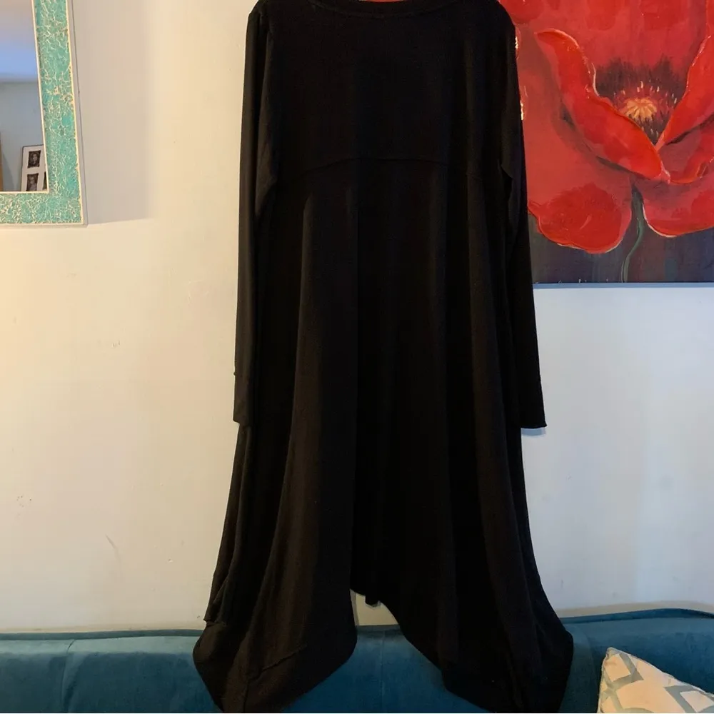 logo Lounge by lori goldstein Black Tunic Shirt Dress Long Sleeve Size L Large - Image 3