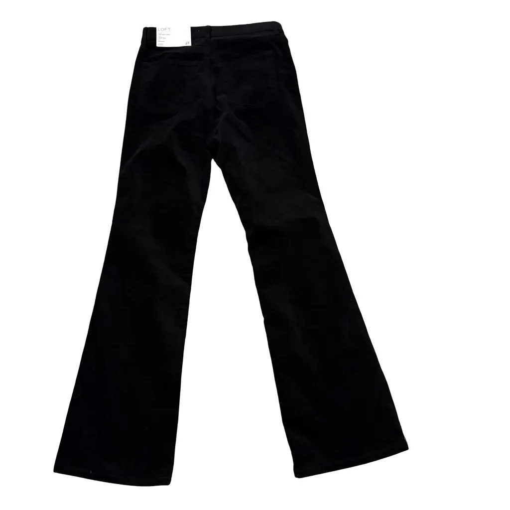 NWT, Loft Five Pocket Slim Flare Pants in Black Velvet, Sz 4/27 Petite - Image 6