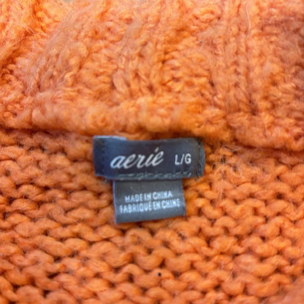 Sweater Oversized Baggy Orange Crewneck Chunky Knit Size Large - Image 6