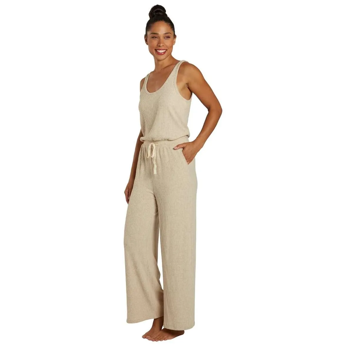 $128 Spiritual Gangster Ballet Ribbed Jumpsuit Wide Leg Drawstring Waist Large - Image 2