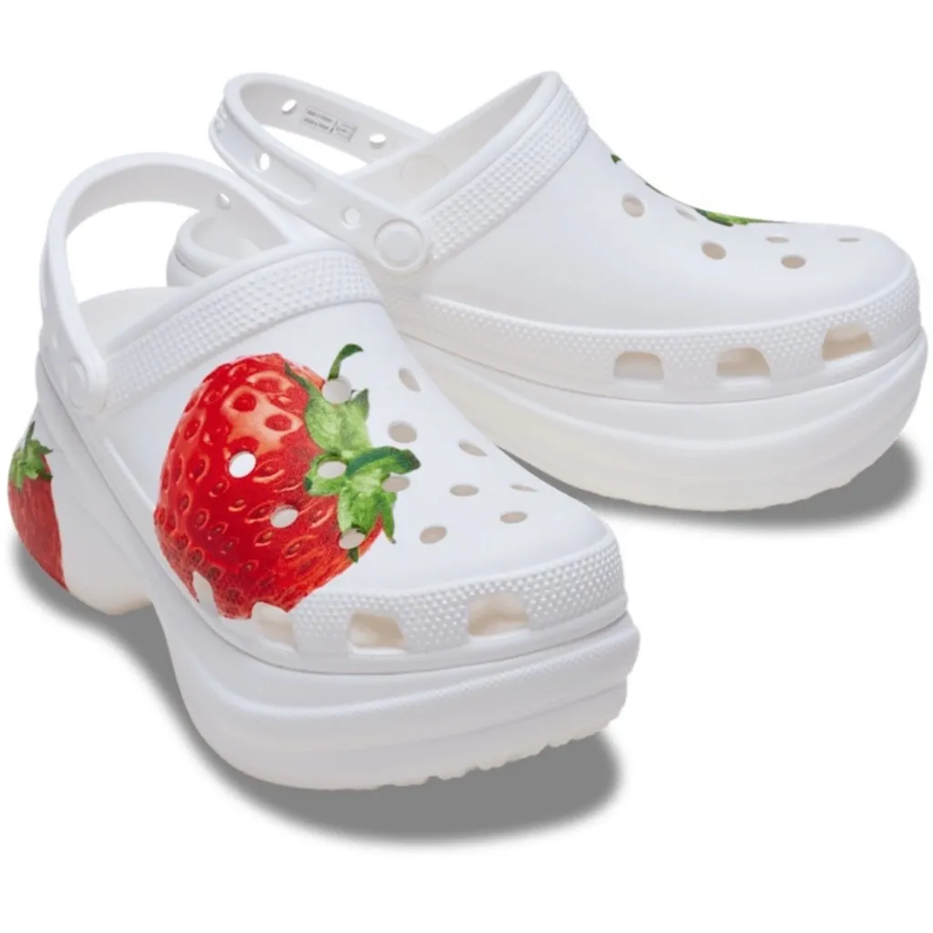 NEW Crocs Bae Fresh Fruits Strawberries Platform White Clogs 9 - Image 3