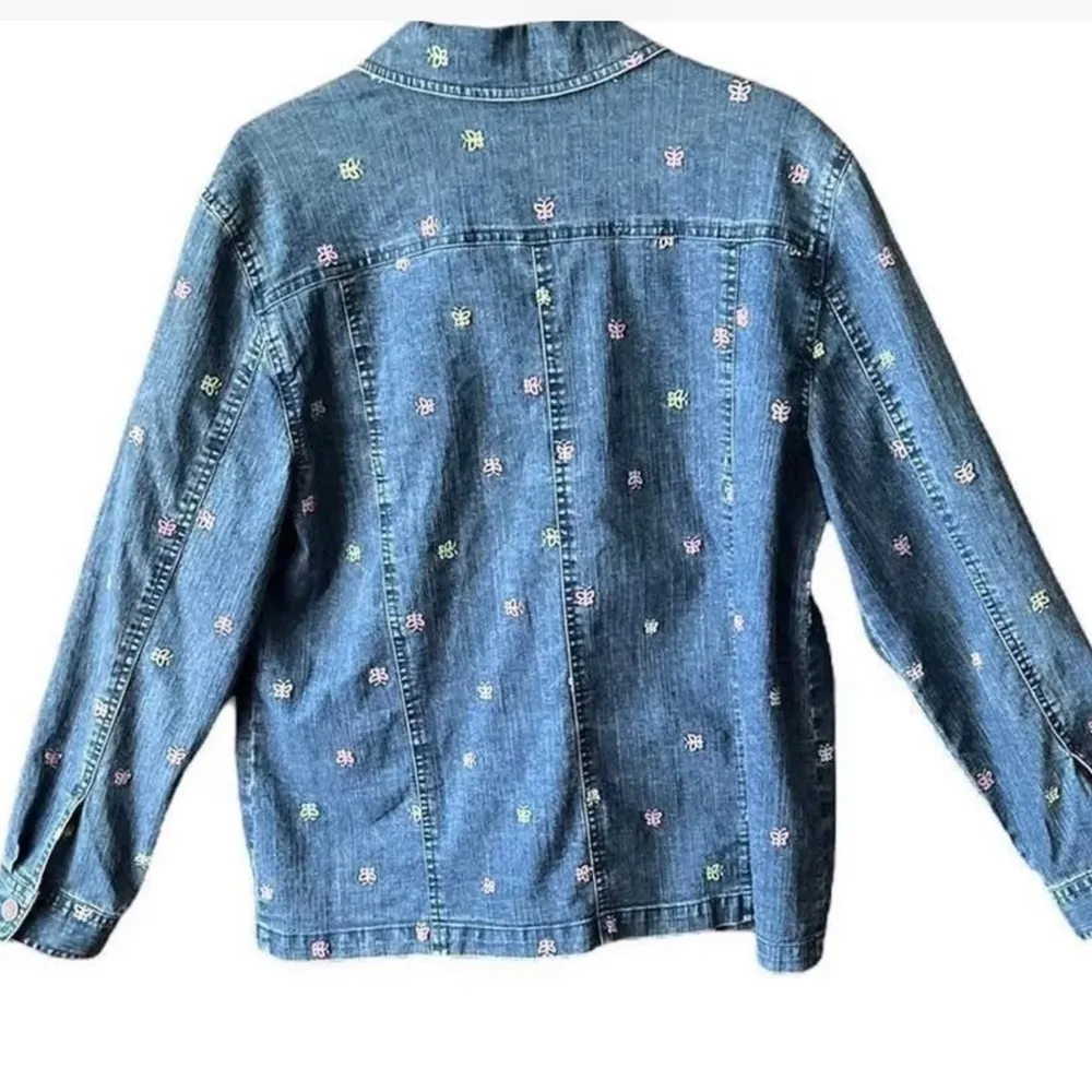 Vintage 80’s Alfred Dunner Butterfly Denim Jacket - Image 2