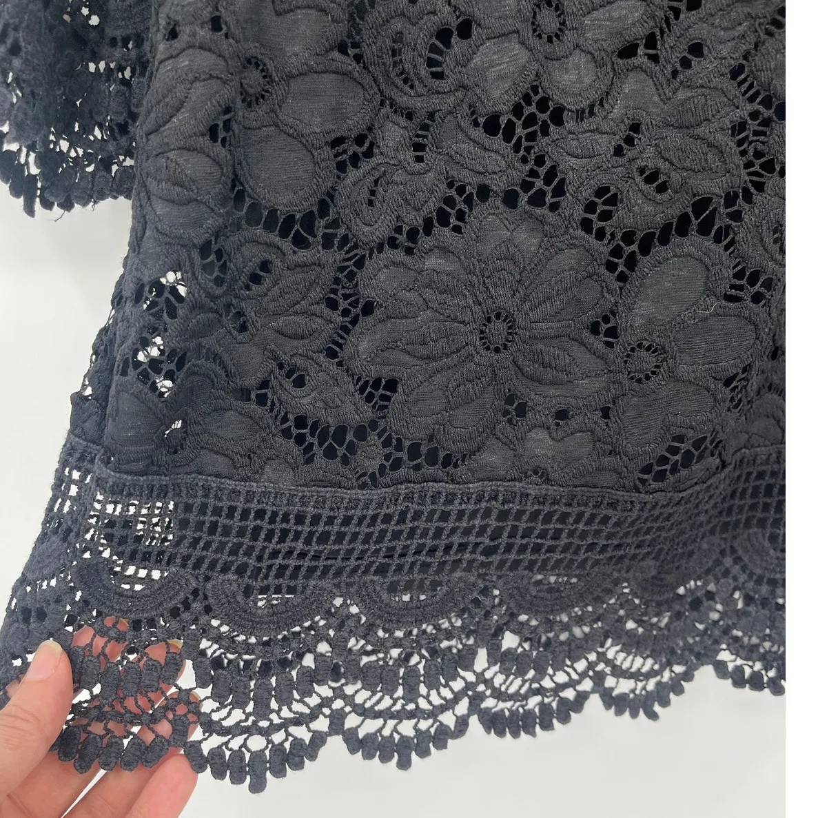 Investments Crochet Lace Womens Top 2X Holiday Glam Romantic Whimsigoth Fairy - Image 4