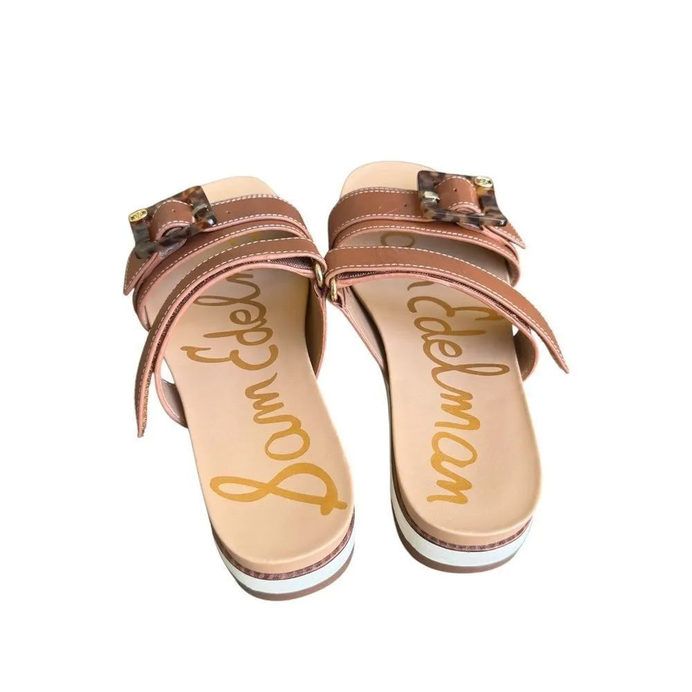 Sam Edelman Adrianna Leather Tortoise Buckle Ornament Platform Slide Sandals 8 - Image 4