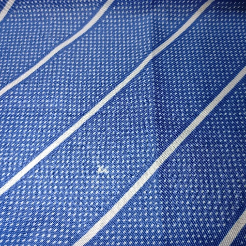 Silk Scarf Handkerchief Vintage Green Blue Striped Polka Dot Size 27 - Image 6