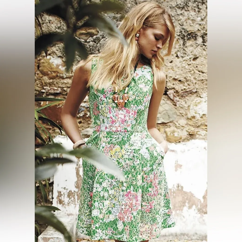 Anthropologie Laced Verbena Dress Maeve Floral Sequin Spring 6 - Image 2