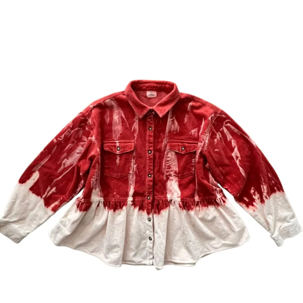 Blue Buttercup Corduroy Jacket Large Plus Size XL Shacket Button Oversized Ombre - Image 10