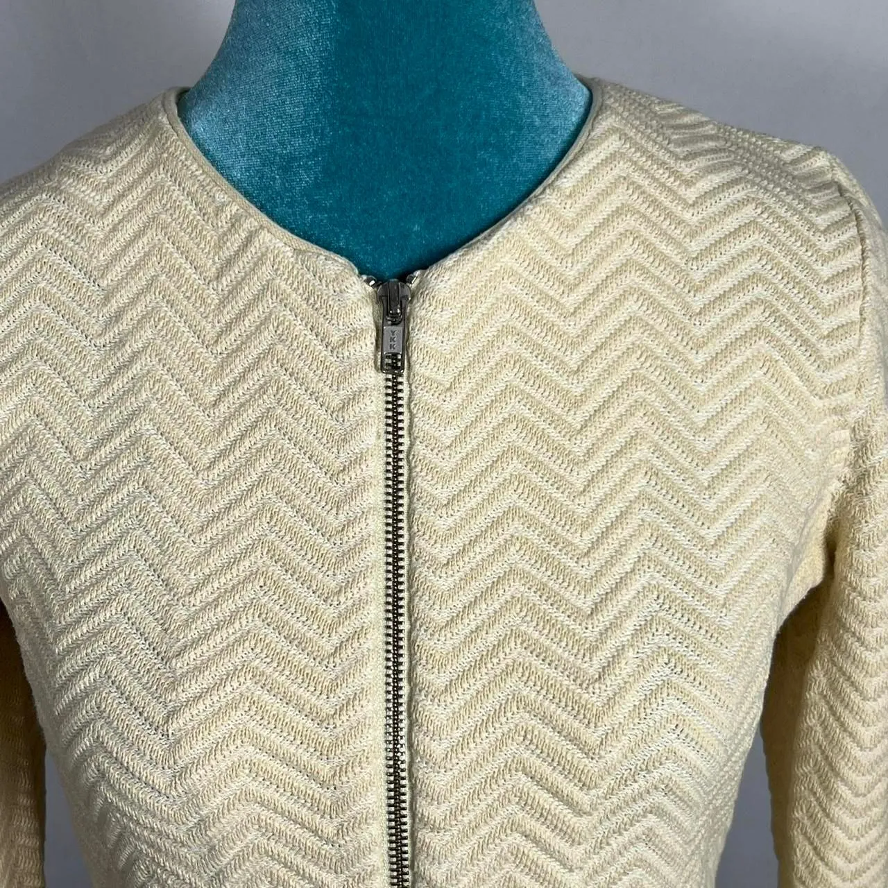 Anthropologie Rosie Neira 100% Cotton Cream Chevron Knit Jacket - Image 5