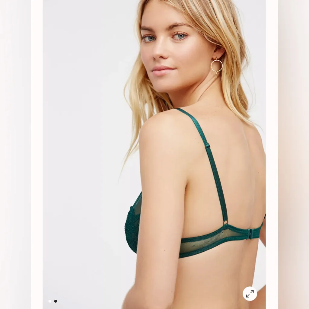 Free People Intimately Lace Triangle Bra Teal Size 34B - Image 2