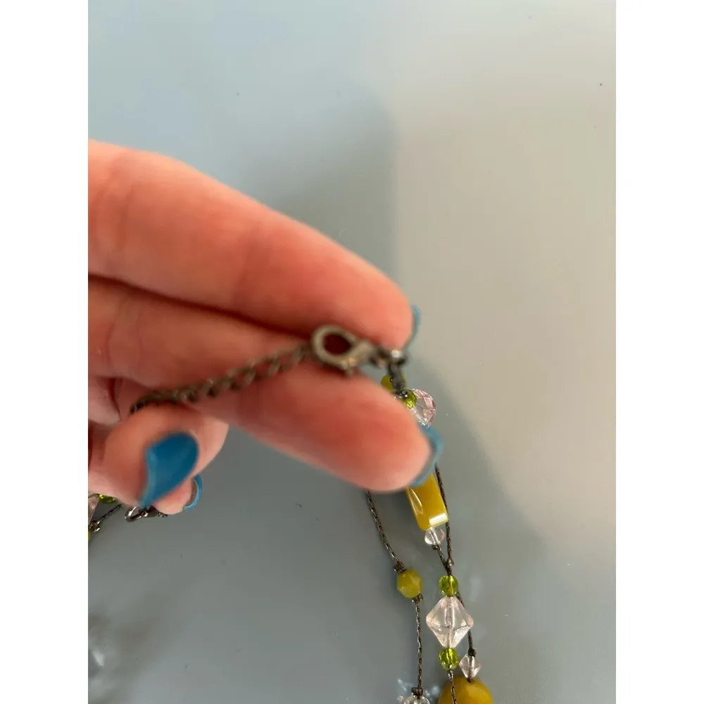 Unbranded womens necklace three stranded green gem stones - Image 2