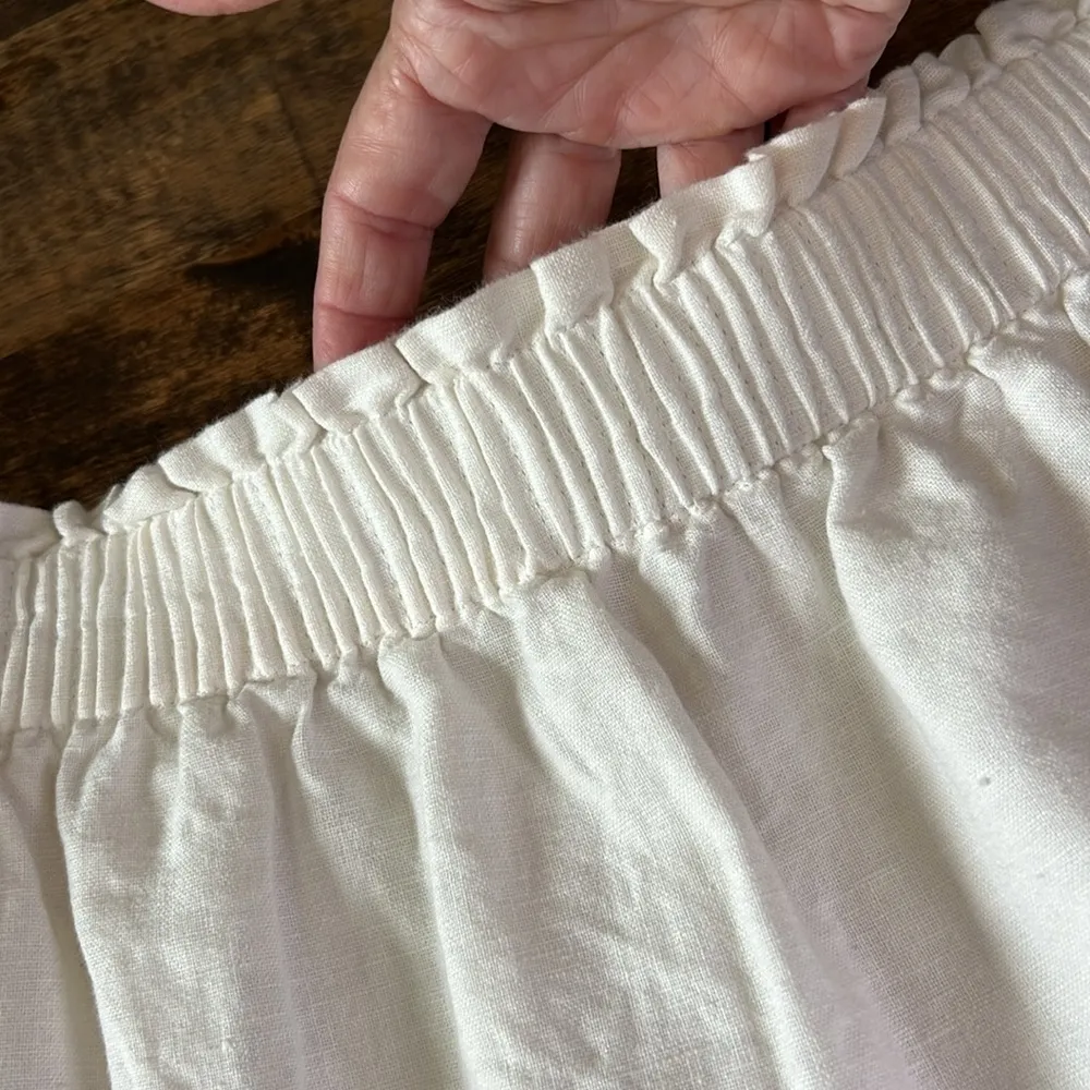 J CREW Linen Blend Paperbag Stretch Waist Mini Skirt Ivory  Size 8 - Image 6