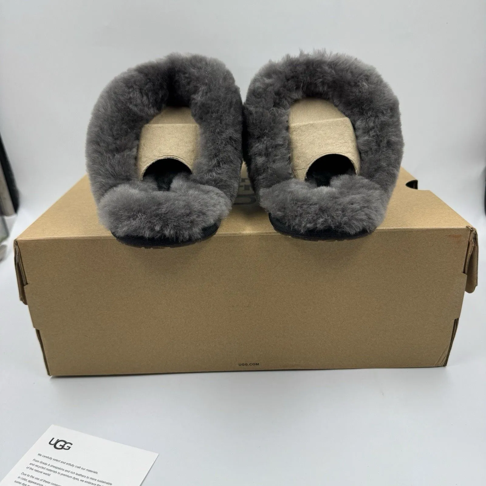 Ugg Australia Women’s Scuffette II Slippers Suede Black/Grey Size 7 New With Box - Image 9