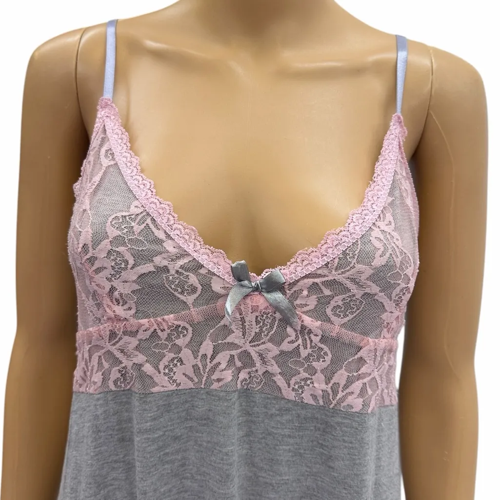 Y2K Vintage Daisy Fuentes Gray and Pink Nightgown Womens Medium - Image 4