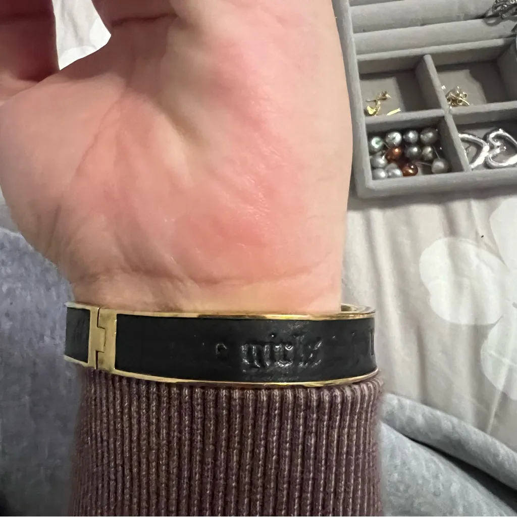 Juicy Couture Black Leather Gold Heart Lock Watch - Image 3