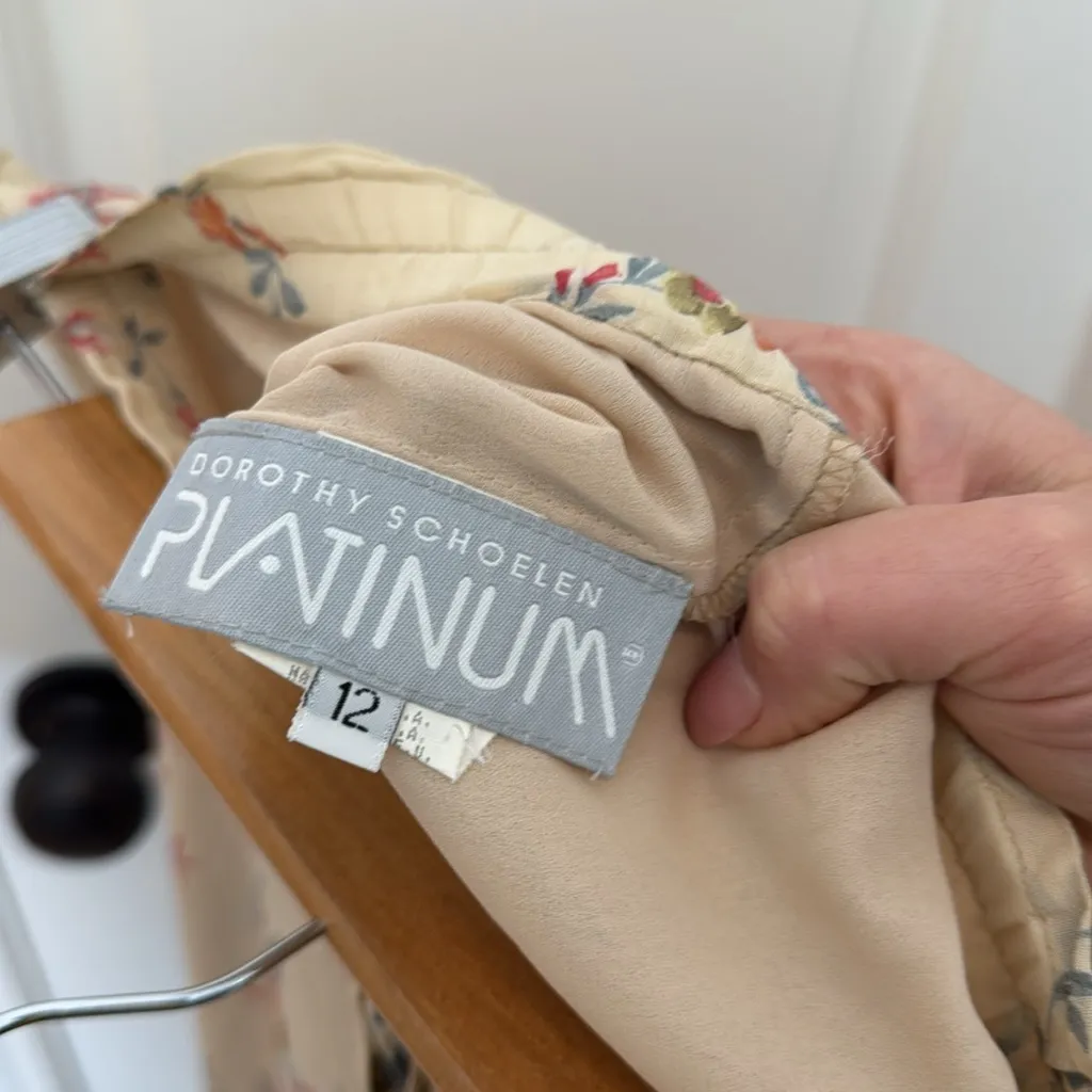 Vintage 90s lace ruffle trim floral midi skirt Pink Size 12 - Image 8