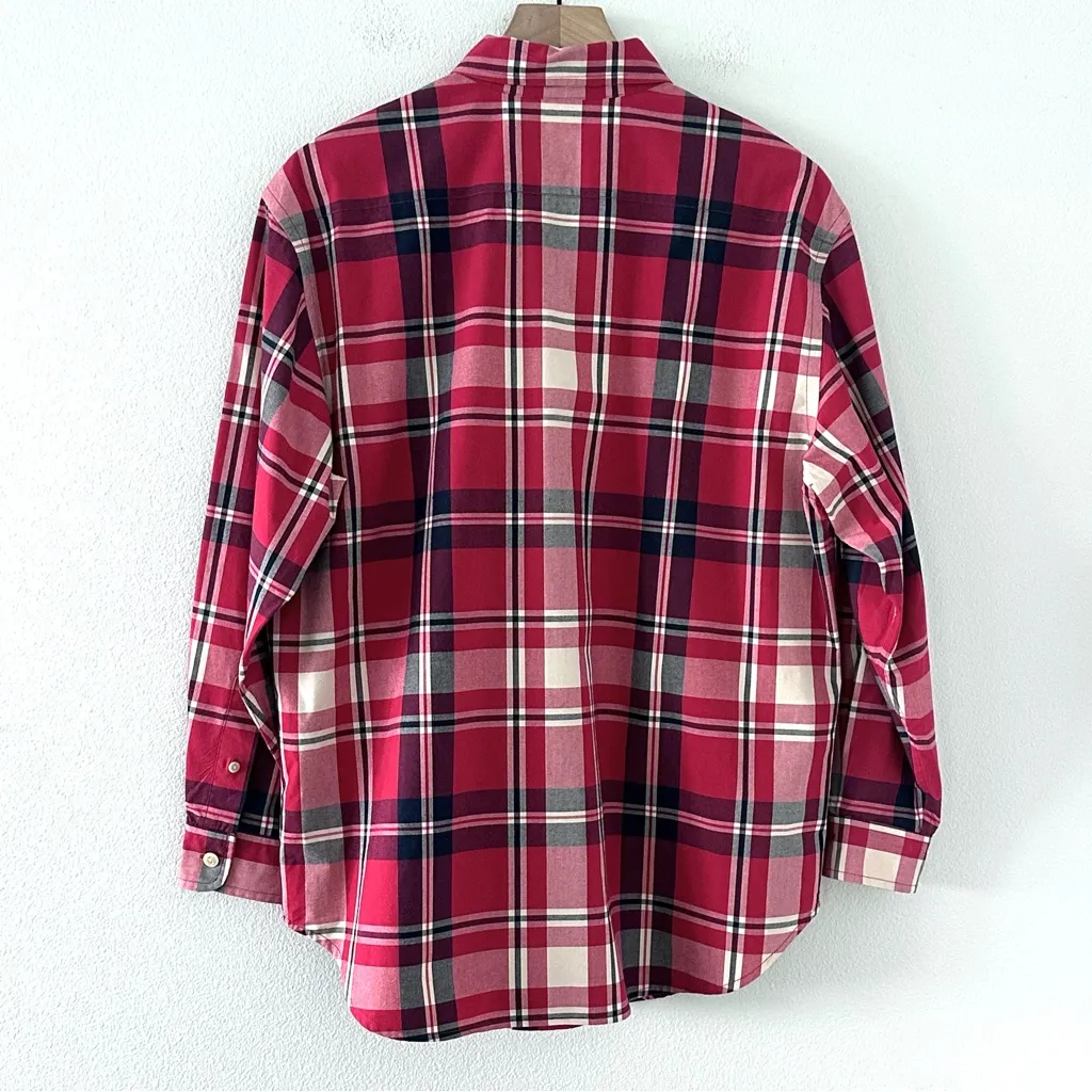 Vintage Lauren Ralph Lauren 100% Cotton Plaid Button Up Sz L Red Academia Preppy - Image 7