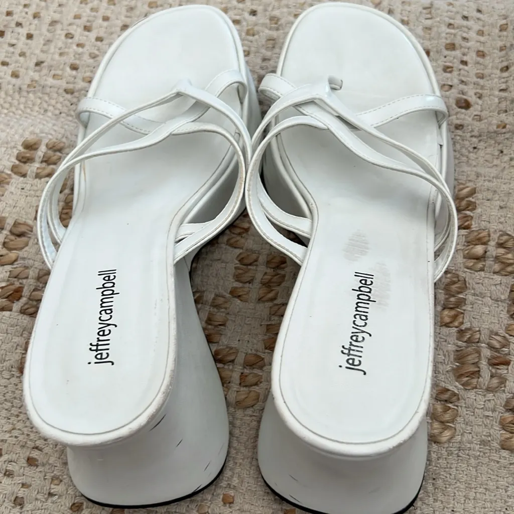 Jeffrey Campbell Year 3000 White Platform Sandals Size 9 - Image 5