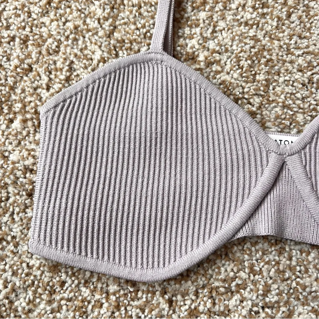 Babaton Aritzia  Sculpt Knit Top Ribbed in Munro Mauve Size Medium - Image 5