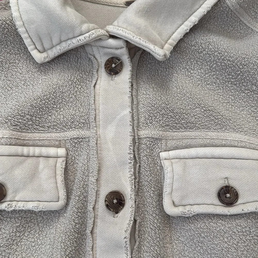 Free People  Ruby Light Gray Fleece Button Up Shacket - Image 6