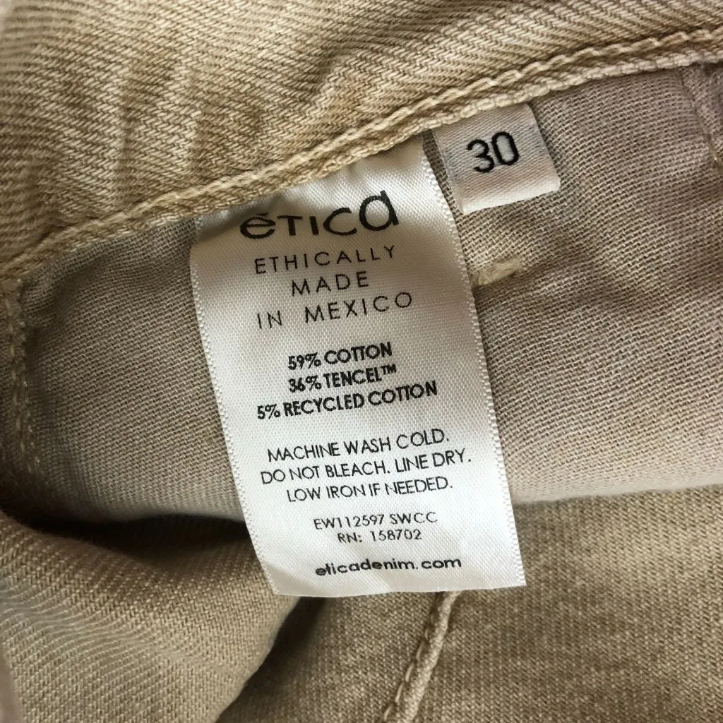 Etica Maxine Pleated Mini Skirt Denim Pockets Sweet Coconut Beige 30 Tan - Image 6