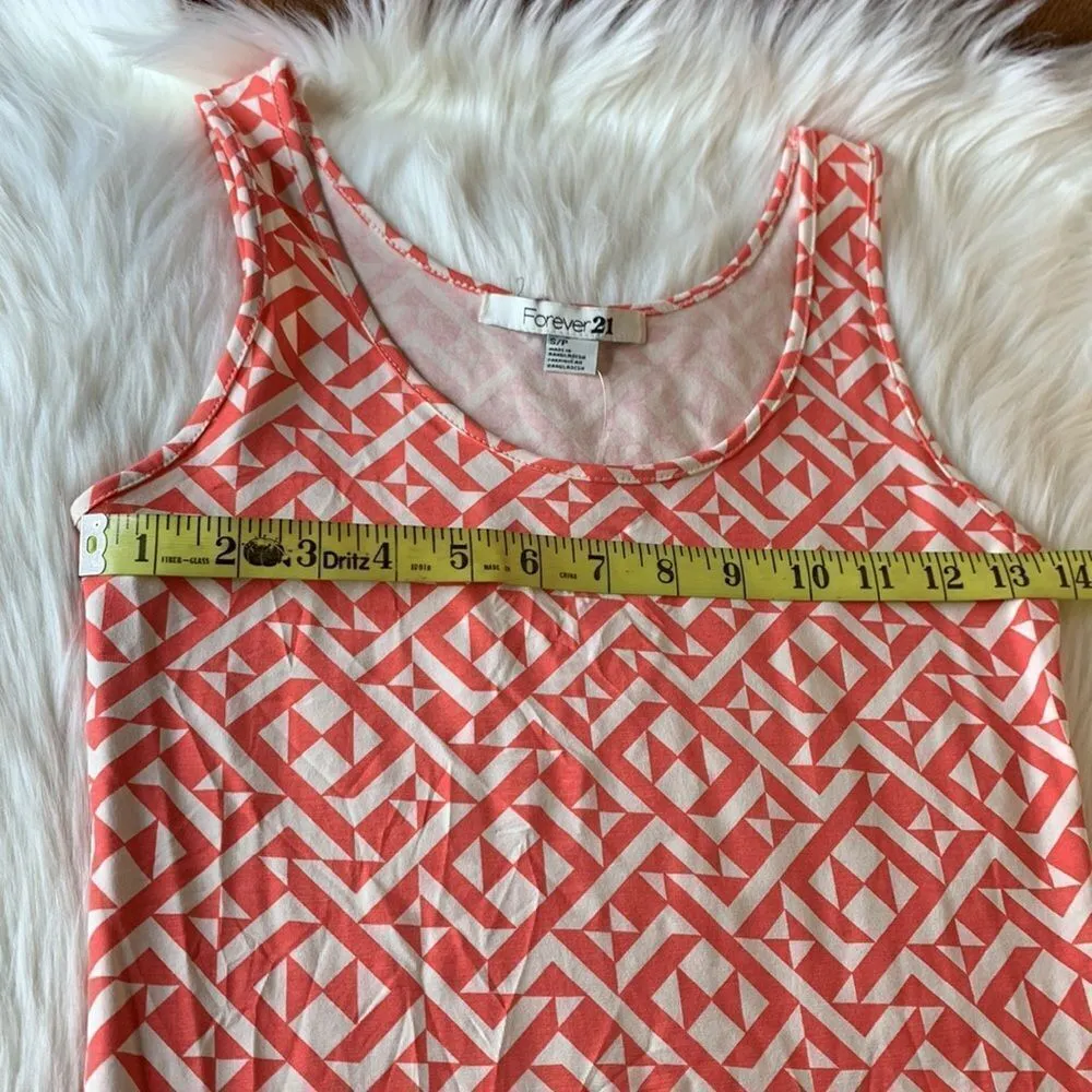 Forever 21 Coral Geometric Print Bondycon Tank Dress Size Small - Image 7