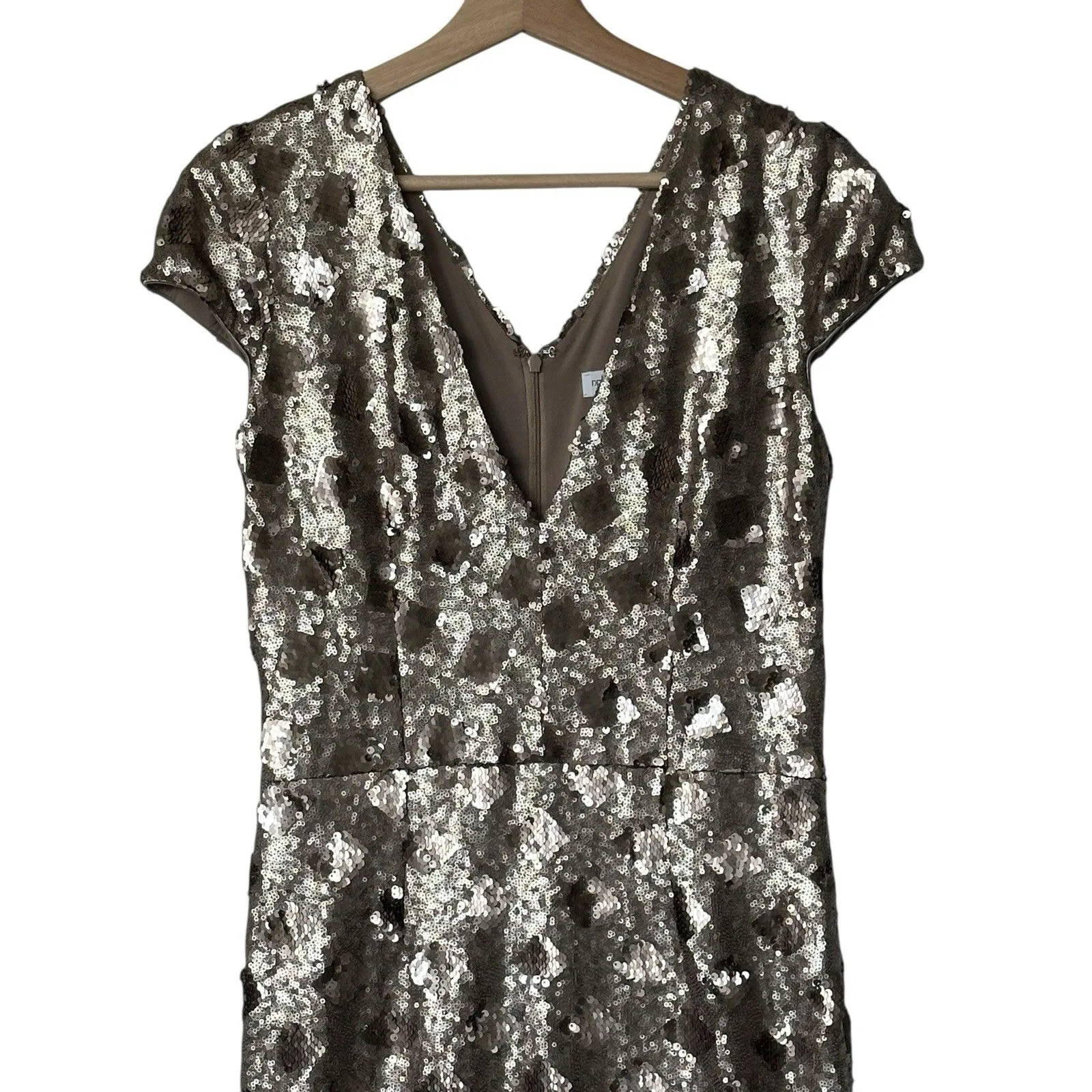 Dress The Population Lina Cap Sleeve Gold Sequin Gown Maxi Dress Feminine L - Image 12