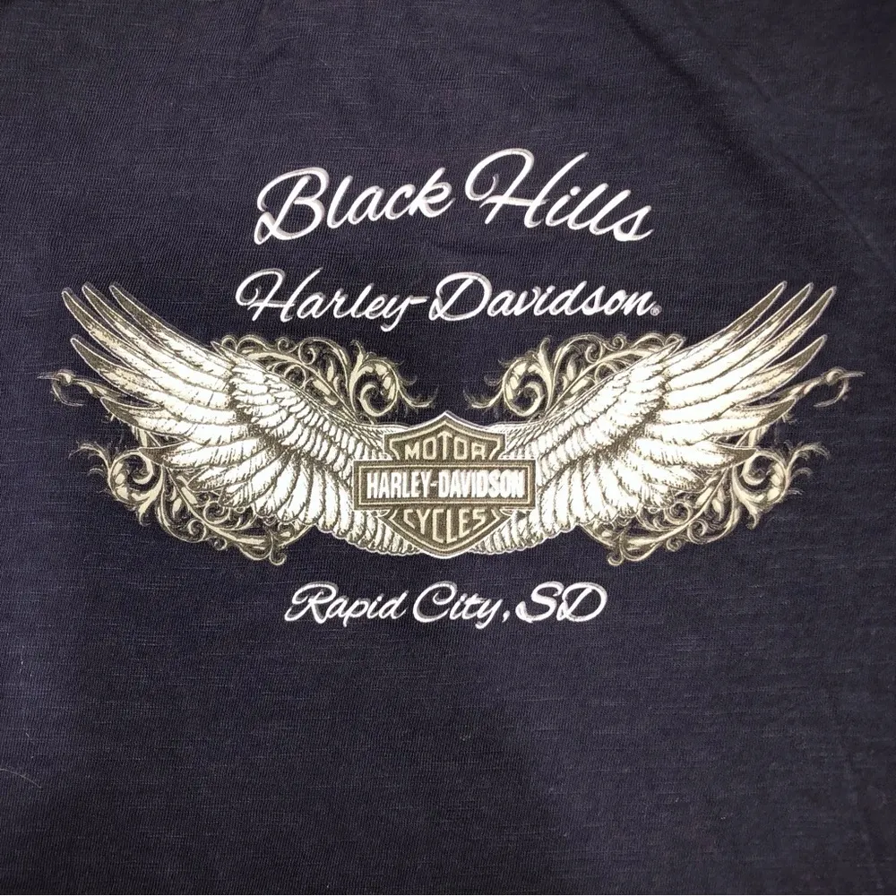 Harley Davidson Black Hills Blue Studded Womens Top Shirt Short Sleeves Sturgis - Image 3