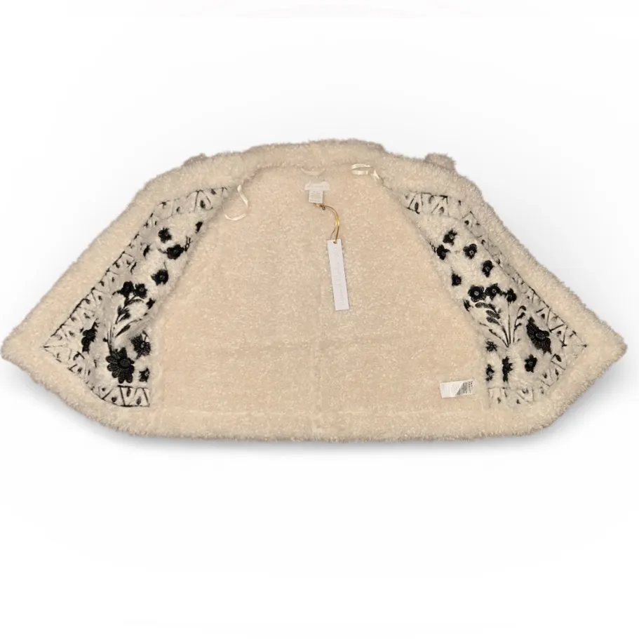 House of Harlow 1960 Shearling Vest w/ Embroidered Floral Panels One Size NEW White - Image 7