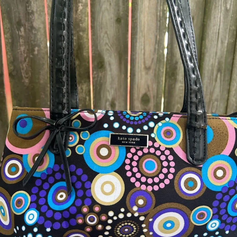 Vintage y2k 2000s Kate Spade multicolor purple pink blue brown shoulder bag purs - Image 3