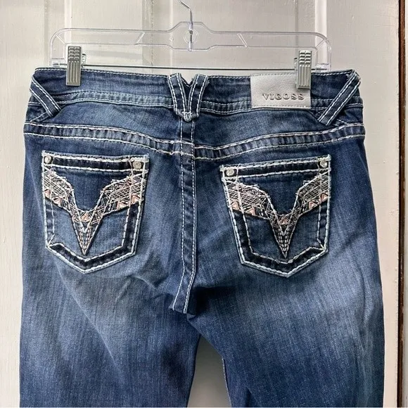 Vigoss the‎ Chelsea capri thick stitch embroidered denim jean capris women's 7 8 - Image 2