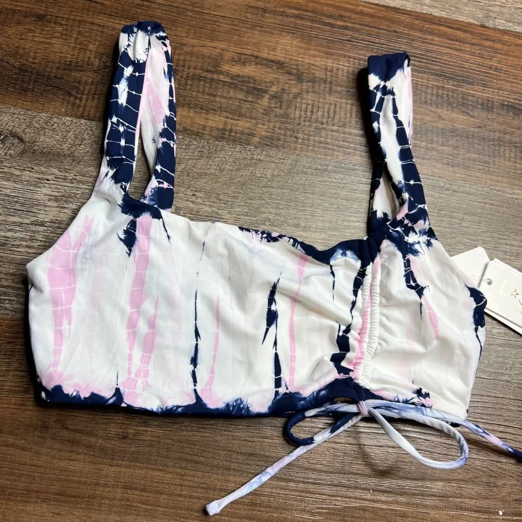 NWT L*Space Wilder Bikini Top‎ Tie Dye Ruched Side Tie Small - Image 4